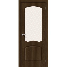 Межкомнатная виниловая дверь Альфа-2 Dark Barnwood/White Сrystal