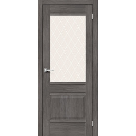 Дверь межкомнатная экошпон Прима-3 Grey Veralinga / White Сrystal