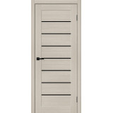 Межкомнатная дверь экошпон Браво-22 Cream Melinga / Black Shine