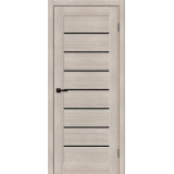 Межкомнатная дверь экошпон Браво-22 Cappuccino Melinga / Black Shine