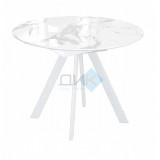 Стол DikLine SFC100 d1000 стекло Оптивайт Белый мрамор/подстолье белое