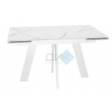 Стол DikLine SKM140 Керамика Белый мрамор/подстолье белое/опоры белые (2 уп.)