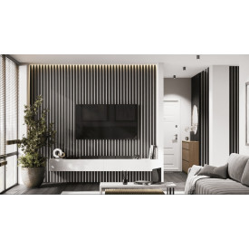 Рейка для стены с отделкой МДФ Ликорн РП-2.16.2800 Чёрная