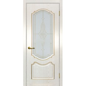 Дверь ПВХ Мариам Сиена-2 Сатинат патина Белый золото