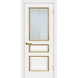 Дверь экошпон Мариам Мурано-2 Сатинат белый, патина золото
