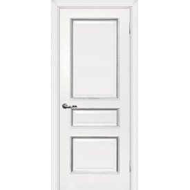 Дверь экошпон Мариам Мурано-2 глухое белый, патина серебро