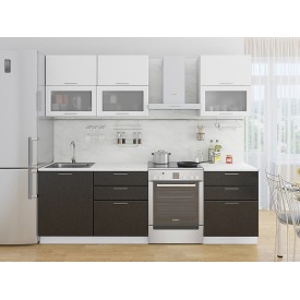 Кухня Валерия-М-01 Белый металлик/Черный металлик